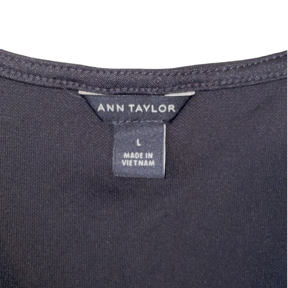 Ann Taylor Black Sleeveless Crunched Middle stop Womens Size L - Picture 2 of 4